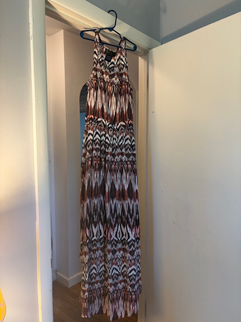 Kardashian Kollection Brown, White & Pink Printed Sleeveless Maxi Dress